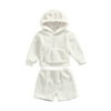 0-4Y Autumn Winter Lovely Kids Girls Boys Clothes Sets Wool Fur Solid Ear Hooded Long Sleeve Pocket Tops Shorts
