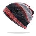 thumbnail image 1 of Chapeaux Multifonctions Automne Hiver pour Femmes, Bonnets à Double Usage, Design Rayé, Foulard Féminine Fine, Rouge pour 54-58 cm, 1 of 6