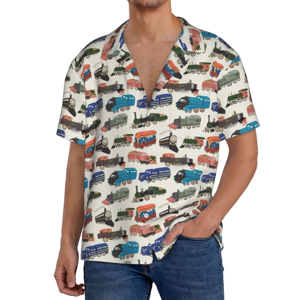 Fotbe Train Camisa Estampada de Manga Corta para Hombre, Casual de Verano, Estilo Playero, Sin Arrugas-3X-Large