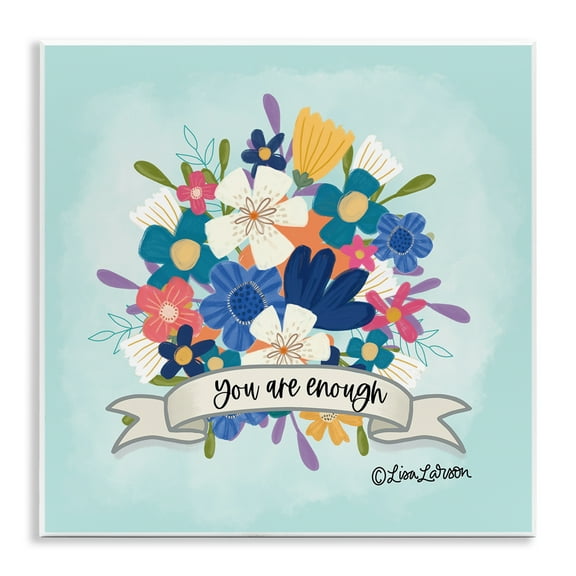 Stupell Industries Floral You Are Enough Plants & Flowers Painting Unframed Art Print Wall Art, 12 x 12