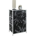 thumbnail image 7 of Sorbus 3 Fabric Drawer Nightstand Chest End-Table Dresser - White Frame Black Marble Design, 7 of 7