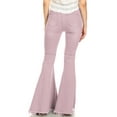 thumbnail image 3 of Feinuhan Women's High Waisted Bell Bottom Jeans, Flared, Mauve, Large, 3 of 5