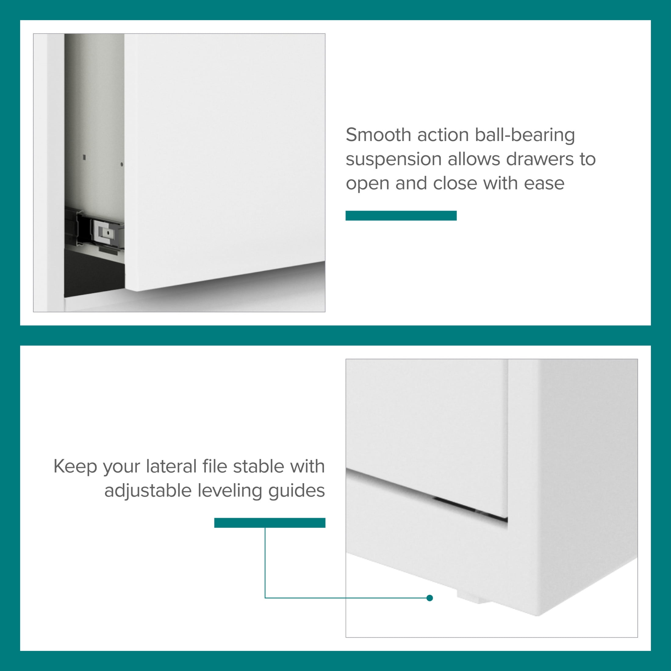 Hirsh 30 inch Wide 2 Drawer Lateral 101 File Cabinet for Home or Office, White
