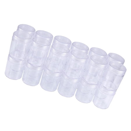 24 Clear Transparent Column Bead Storage Containers Empty Jars Round Organizer Box With Screw Cap Lids For Arts Crafts Small Items Cosmetics