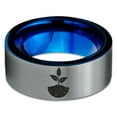 thumbnail image 2 of Tungsten Growing Planting Nature Plant Band Ring 8mm Men Women Comfort Fit Blue Flat Cut Brushed Gray Polished, 2 of 4