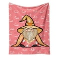 Fall Halloween Pink Flannel Blanket, Happy Halloween Cute Ghost Bat