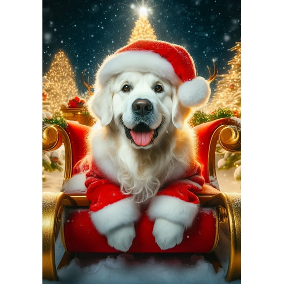 Golden Retriever White - Best of Breed DCR Christmas House Flag 28" x 40"