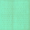 thumbnail image 1 of Ahgly Company Machine Washable Indoor Square Oriental Turquoise Blue Modern Area Rugs, 7' Square, 1 of 4