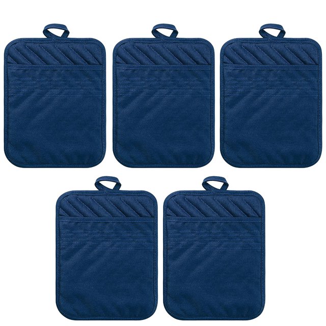 5pcs Guantes de horno Guantes de algodón resistentes al calor Alfombrillas de cocina anti-escaldado, Azul Inevent HA004939-03