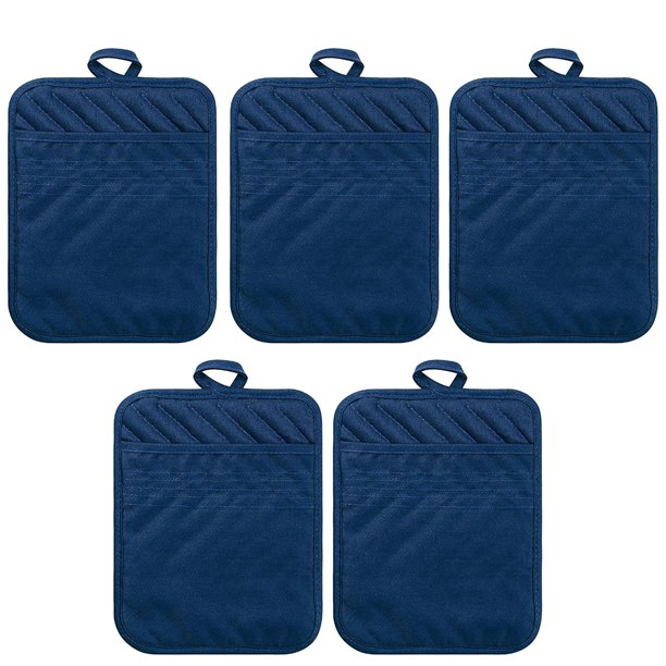 Guantes de horno Guantes de algodón resistentes al calor Alfombrillas de cocina anti-escaldado, Azul 5pcs Scienceny HA004939-03