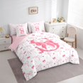 thumbnail image 3 of Homewish Kawaii Princess Letter S Bedding Comforter Set 7 Pieces, Cute Pink Bowknot Bow-tie Full Bedding Set, Teens Kids Girls Reversible Fitted Sheet Flat Sheet, Ultra Soft Bedroom Decor, 3 of 7