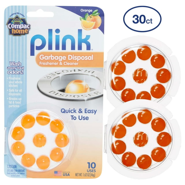 Compac Home Plink Garbage Disposal Cleaner and Deodorizer, Freshens Your Kitchen and Waste Disposal, Orange, 30 Count