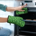 thumbnail image 2 of St. Patrick's Day and Gnomes Green Kitchen Oven Mitt and Pot Holder Set 2 Pcs, Heat Resistant Up To 392 °F, for Baking, Cooking and Grilling, 2 of 6