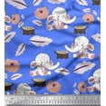 thumbnail image 1 of Soimoi Poly Georgette Fabric Leaves,Tree Stump & Baby Elephant Kids Print Fabric by Yard 52 Inch Wide, 1 of 1