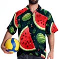 thumbnail image 4 of Watermelon Men's Short Sleeve Hawaiian Print Button Down Beach Shirt, 4 of 6