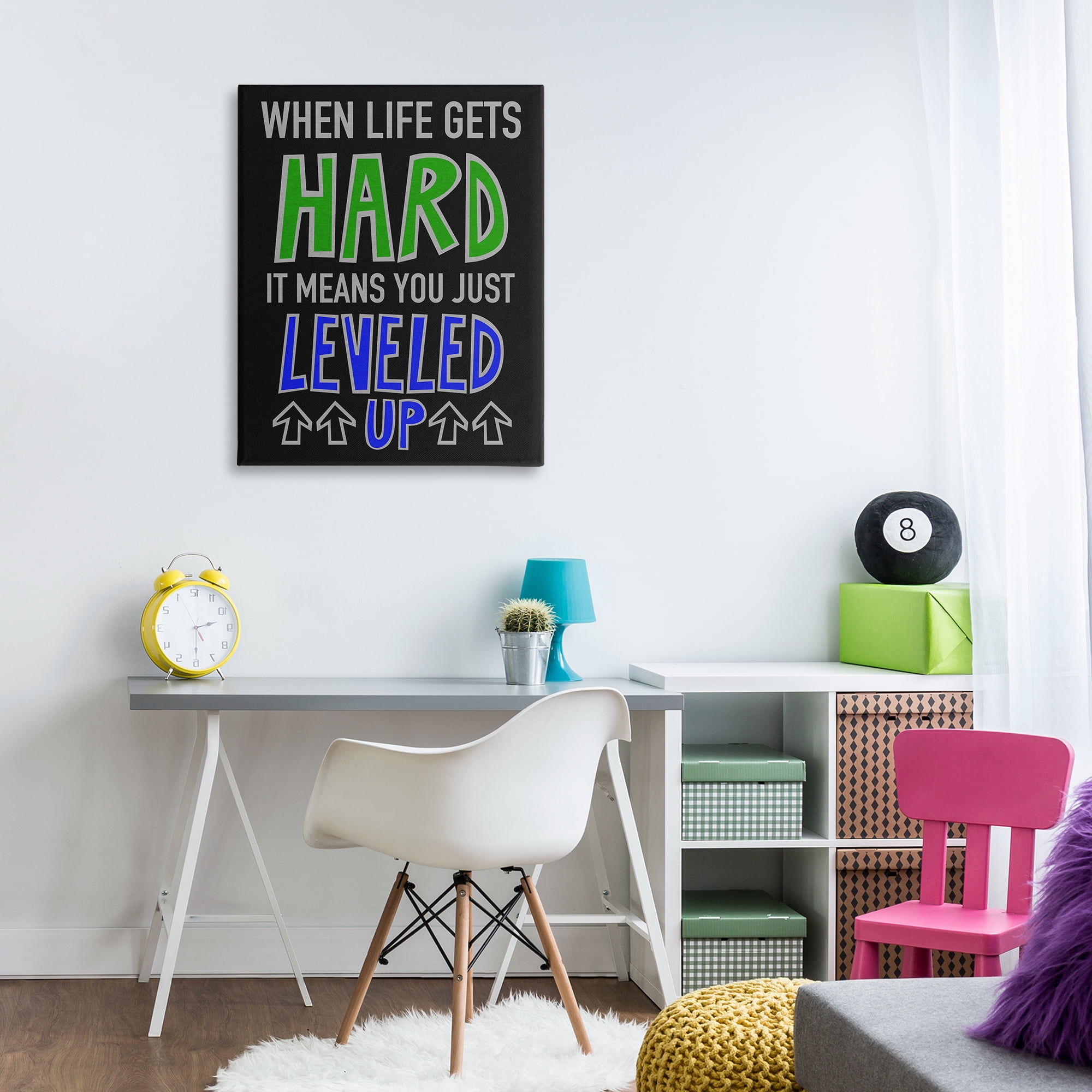 Stupell Industries Leveled Up in Life Typography Painting Gallery Wrapped Canvas Art Print Wall Art, 30 x 40