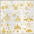 thumbnail image 5 of Juego de 2 pegatinas navideñas silenciosas con aspersiones doradas, pegatinas eléctricas para ventanas, decoraciones navideñas de cristal, pegatinas de pared con polvo dorado, 5 of 5