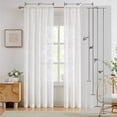 thumbnail image 6 of Exultantex Sheer Voile Curtains with Embroidered Leaf & Rod Pocket, 54x95 Inch, White, 6 of 6