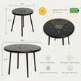 thumbnail image 2 of Omniberg Solar Nesting Tables with Built-in Light Set of 2, Round End Table with Coated Steel Frame, All-Weather Bistro Drink Side Tables for Patio, Porch, Garden, Indoor, 2 of 8
