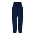 thumbnail image 4 of Xihbxyly Linen Pants for Women Womens Pants Cotton Linen Long Lounge Pants Drawstring Back Elastic Waist Pants Casual Trousers with Pockets, Navy, XXL My Recent Orders #2, 4 of 6