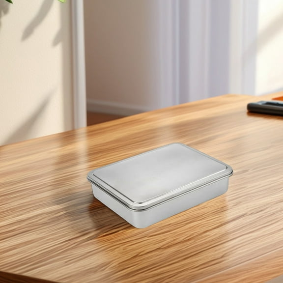 Tineasur Rectangle Stainless Steel Cake Pan with Lid for Baking, Non-Stick Bakeware for Cakes, Brownies, and Roasting
