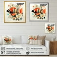 thumbnail image 4 of Designart "Red Fish Collage in Art Deco Style" Beach Framed Wall Art Decor - Coastal Orange Beach People Hallway Framed Wall Art Decor, 4 of 6