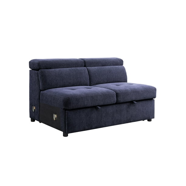 Acme Furniture Nekoda Storage Sleeper Sectional Sofa And Ottoman In Navy Blue Fabric Com Acme Furniture Nekoda Storage Sleeper, Acme Nardo Storage Sleeper Sectional Sofa