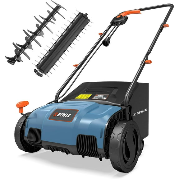 SENIX 12 Amp 13-Inch Corded Electric Dethatcher and Scarifier with Collection Bag,Lawn Care Equipment for Removing Thatch and Improving Yard Growth,Garden Tool Gifts(SCE12-L1)