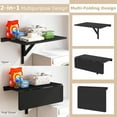 thumbnail image 5 of ZYPPP Wall Mounted Folding Table, 31.5" x 23.5" Wood Murphy Drop-Leaf Table, Space Saving Foldable Floating Desk, Wall Desk Fold Down for Small Spaces, Study, Bedroom, Bathroom (Black), 5 of 10