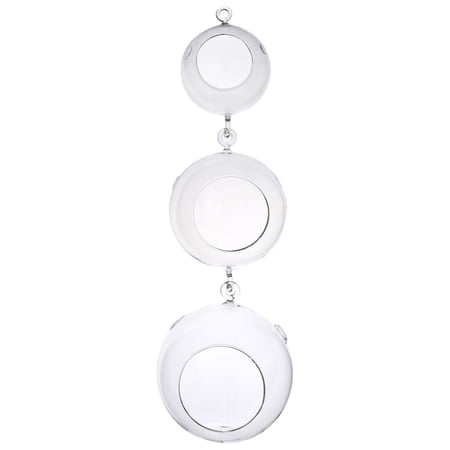 Round Glass Terrariums Chain with Hooks, 19-Inch, 3-Piece