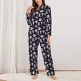 thumbnail image 2 of KLL Sharks In Sunglasses Print Women's Long Sleeve Pajamas with Pants Sleepwear Loungewear 2 Set-X-Large, 2 of 7