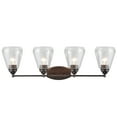 thumbnail image 4 of Aspen Creative 62122-2, Four-Light Metal Bathroom Vanity Wall Light Fixture, 34" Wide, Transitional Design in Oil Rubbed Bronze with Clear Glass Shade, 4 of 6