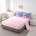thumbnail image 5 of Manfei Horse Slihouette 7pcs Bedding Comforter Set,Chic Glitter Print Queen Bedding Sets,Gradient Pink Blue Queen Sheet Sets For Girls,Microfiber Bedroom Decor Reversible, 5 of 8