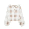 thumbnail image 2 of Coerni Toddlers Boys Fleece Lined Sh𝐞rpa Half Buttons Fuzzy Sweater Hoodie Jacket With Pockets Pullover Hooded Sweatshirt, 2 of 5