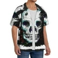 thumbnail image 2 of Sikiie Watercolor Skull Men's Cuban Shirt, Hawaiian Shirts, Business Casual Button Down Shirts, Short Sleeve Shirt-X-Large, 2 of 5