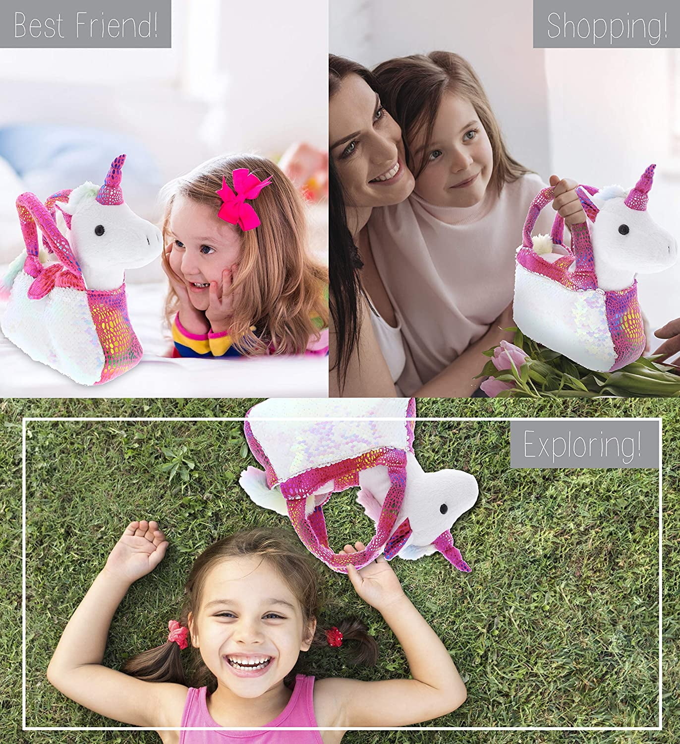 3-pack Toddler Cartoon Unicorn Plush Backpack & Crossbody Bag & Purse Set  Only د.ب.‏ 6.90 بات بات Mobile