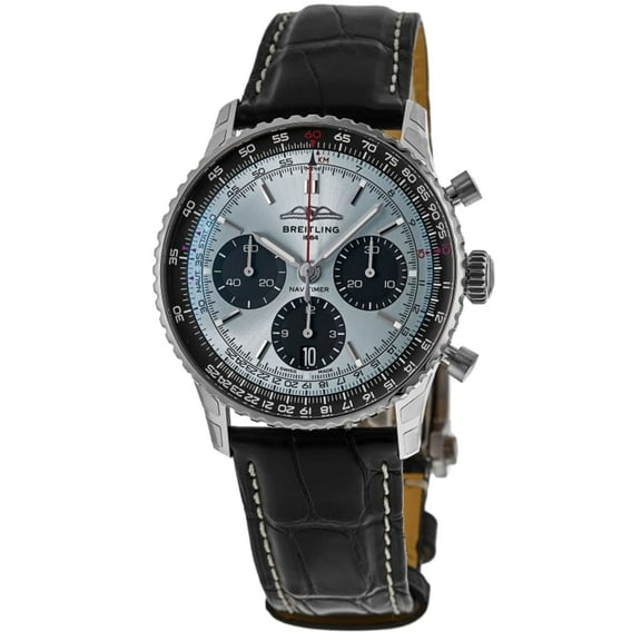 Breitling Navitimer B01 Chronograph 41 Ice Blue Dial Black Alligator Strap Men's Watch AB0139241C2P1