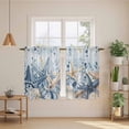 thumbnail image 2 of Blue Eucalyptus Coastal Kitchen Curtains 54 Inch Length, Beach Starfish Shell Nautical Ombre Tiers Curtains for Bathroom Bedroom Cafe, Light Filtering Small Window Treatment Drapes 2 Panels 42"Wx54"L, 2 of 8