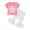 Pink Four, variant on Suealasg 3Pcs Kid Toddler Baby Girls Birthday Clothes Set Short Sleeve Crew Neck Letters Print Romper/T-shirt  Flare Pants  Hairband 6M 1T 2T 3T 4T 5T Summer Outfits