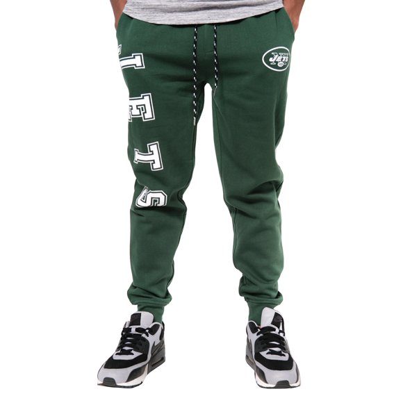 Ultra Game NFL Men's Super Soft Game Day Jogger Sweatpants New York Jets Team Color Stripe Large