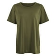thumbnail image 4 of MIXUE Womens Summer Tops Solid Color Crew Neck Short Sleeve Loose Fit Casual Basic Shirts For Women Tshirts Outwear,Green,XXL, 4 of 4