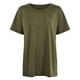 thumbnail image 4 of Camiseta de manga corta y cuello redondo oversize para mujer: corte holgado, color liso, mezcla de poliéster, tops casuales de verano, tallas S-XXL., 4 of 4