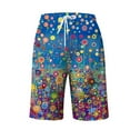 thumbnail image 5 of Olyvenn Deals Comfy Pjs Shorts for Women Summer Floral Printed Casual Elastic Waist Drawstring Loose Knee Lenght Lightweight Lounge Shorts Multicolor XXL, 5 of 6