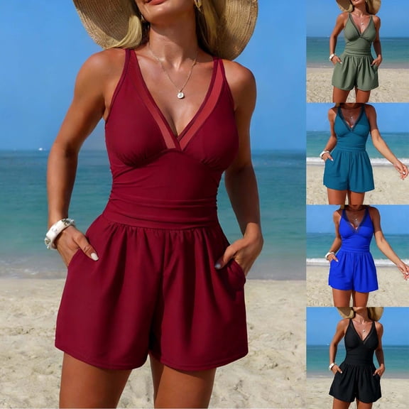 LILIYA 2026 Romper Swimsuits for Women Tummy Control Plus Size One Piece Swimsuit with Shorts Bathing Suit for Women
