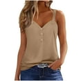 thumbnail image 2 of Women's Tank Tops Womens Tank Tops Loose Fit Women's Solid Color Button Up Camisole Sleeveless V-neck T-shirt Slim Khaki M, 2 of 6