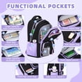 thumbnail image 3 of AoDai Love-themed schoolbag for little girls with a double shoulder strap. Large-capacity children's schoolbag with a cute little wallet and pompom pendant., 3 of 8