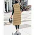 thumbnail image 3 of FreshPretty Long Puffer Vest Women Quilted Hooded Button Down Zip Up Sleeveless Vests Outerwear Padded Jacket Fall Winter Coat, 3 of 6