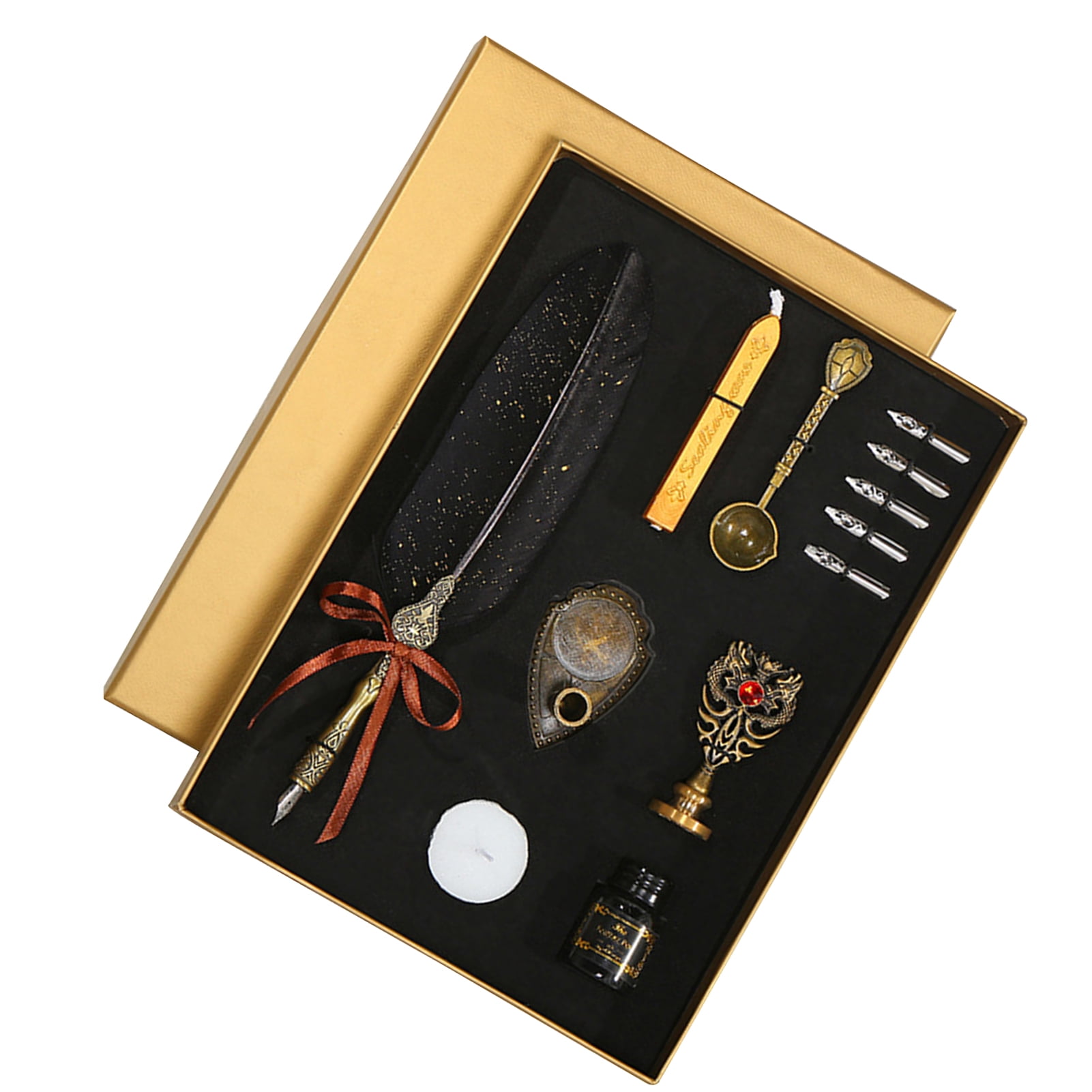 Fountain Pen Pen Vintage Pen and Ink Set Glittering Quill Pen Fountain Pen Calligraphy Dip Pen Writing Signature Pen With Replacement Nibs Pen Holder Luxury Birthday Gift for Children Student
