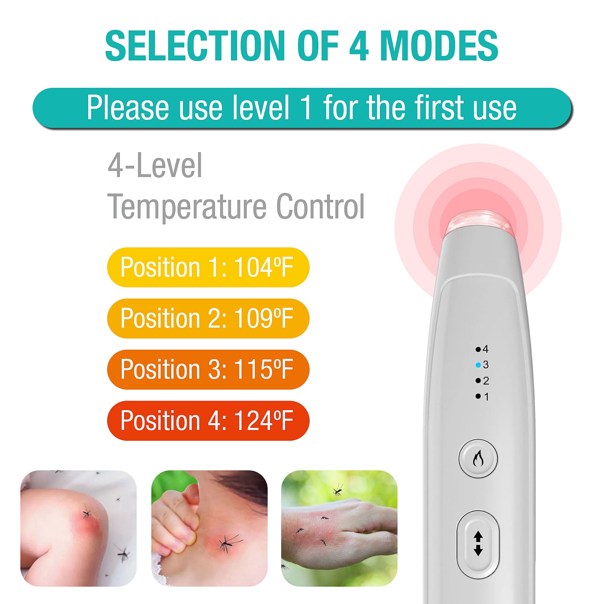 Outdoor-Forest Bug Bite Relief, White Color, Chemical Free, USB Type-C Cable Included