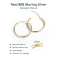 thumbnail image 6 of ChicSilver 14k Gold Plated Silver Hoop Earrings for Women Sterling Silver Hoop Earrings for Women Hypoallergenic Small Silver Earring 30MM, 6 of 9